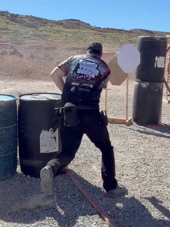 POV shot engaging targets at a USPSA match