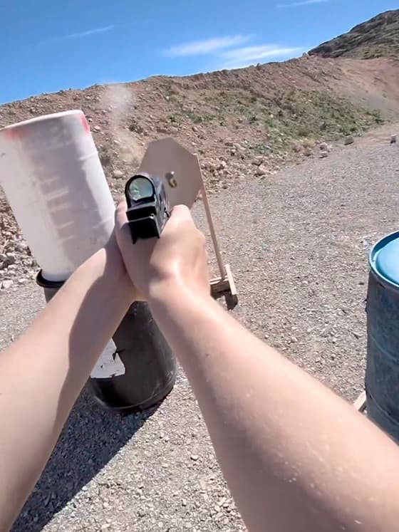 Shooting through a port at cardboard targets